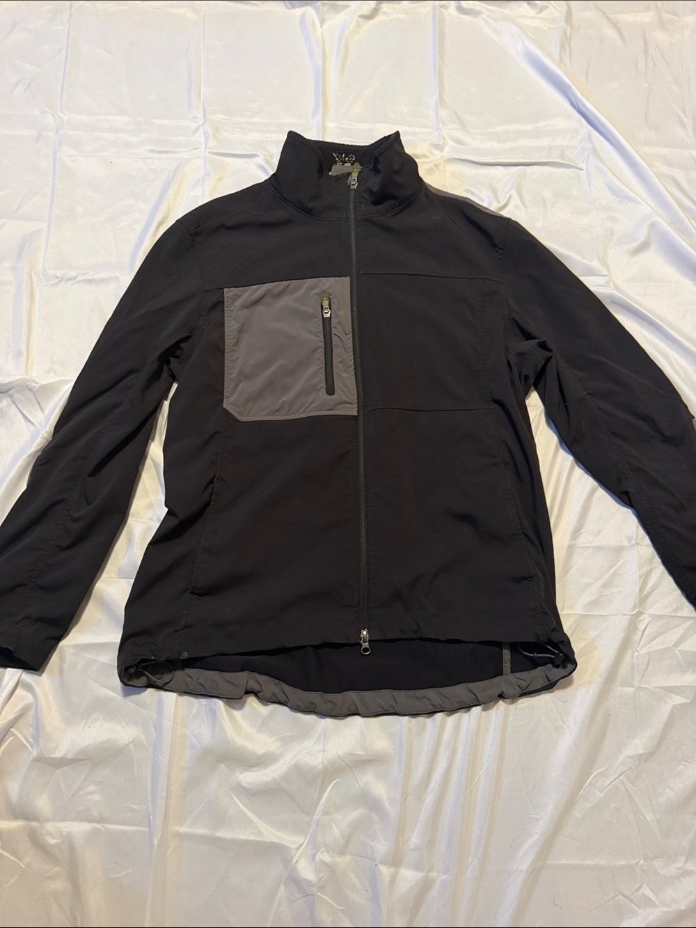 Timberland Black Jacket with Gray Chest Pocket - Zip Front Performance Jacket